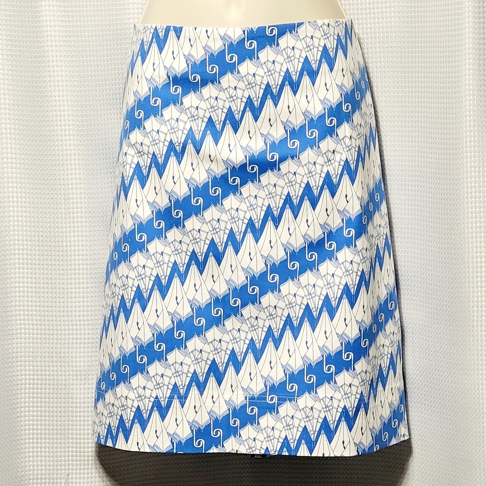 NWT Talbots Blue & White Umbrella Print Stretch A- Skirt Women's (18)